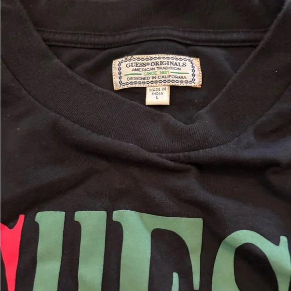 GUESS Logo Graphic Tee in Black with Multicolor Print - Picture 3 of 4